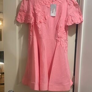 ANTONIO MELANI Coral Pink Floral Appliqué Girls' Dress